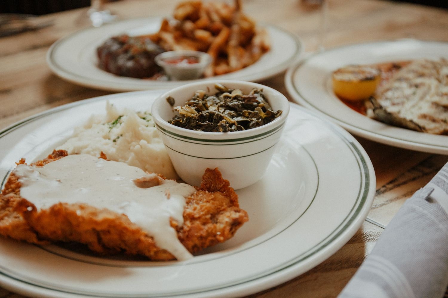 Chicken fried steak and other entrees at Provender Hall